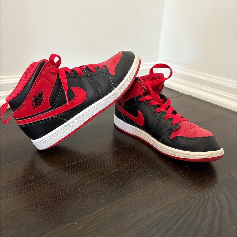 Jordan Kids Red and Black High-Top Sneakers